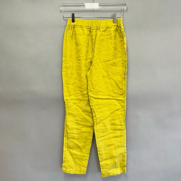 Not Perfect Linen Genova tapered linen Pants Chartreuse size small - Picture 12 of 13